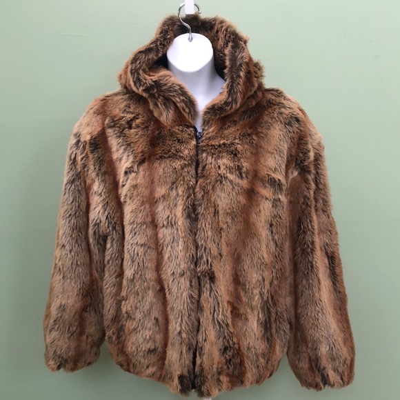 Donna Salyers Fabulous Furs TAN Faux fur coat Size XL